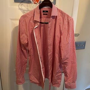 Hugo Boss Red Gingham Plaid shirt Size 46 (18) equivalent to a US XL